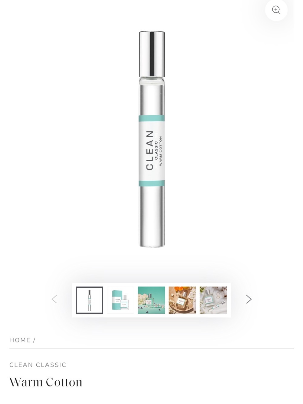 CLEAN Classic Warm Cotton Rollerball Perfume — White & Teal Accents